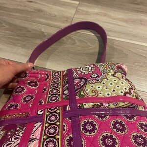 Vibrant Pink and Purple Quilted Tote Bag